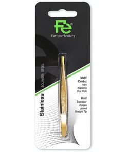 FE Motif Tweezer Golden Plated Straight Tip