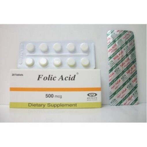 FOLIC ACID 500 MCG 20 TAB (MEPACO)