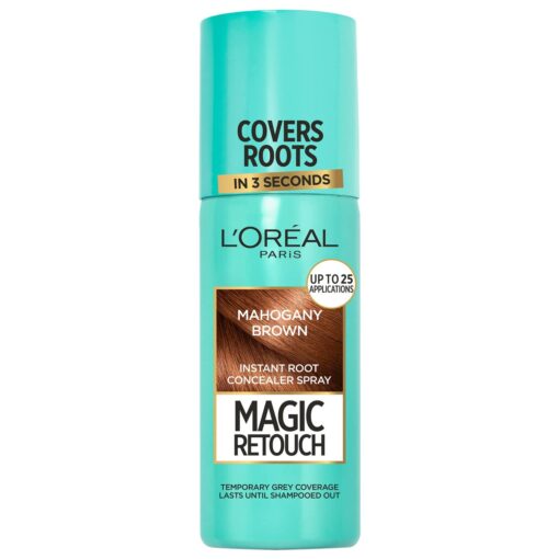 L'Oréal Magic Retouch Instant Root Concealer Spray, Ideal for Touching Up Grey Root Regrowth, 75 ml, Mahogany Brown