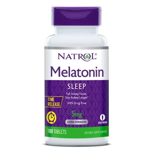Natrol Melatonin 5 mg with Vitamin B-6 10 mg Time Release Sleep Aid Tablets, 100 Servings
