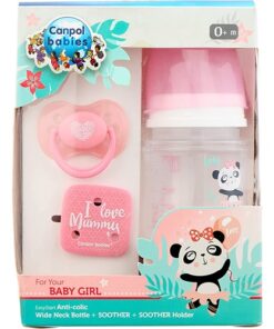 Canpol Feeding Bottle with Soother and Soother Holder