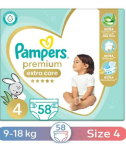 Pampers Premium Extra Care Diapers - Size 4 - 9-18 kg - 58 Diapers